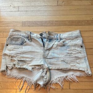 Abercrombie & Fitch Light Blue Distressed Jean Shorts